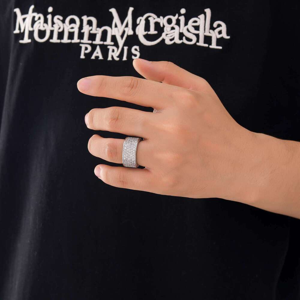 Five Row Men's Ring Micro Paved Zircon Simple Personality Hip Hop Accessory