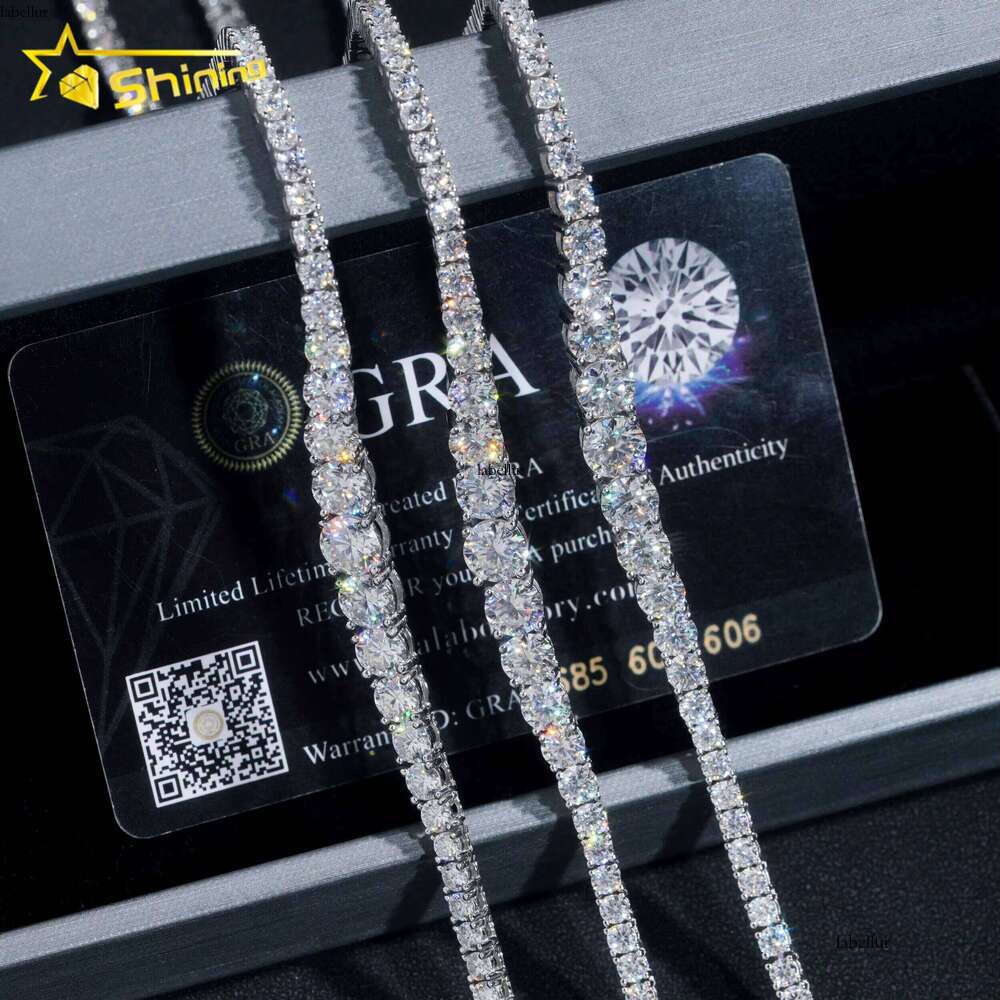 New Arrivals Fashion GRA Certificate Various Size Moissanite Dia Sier Tennis Chain Necklace Women