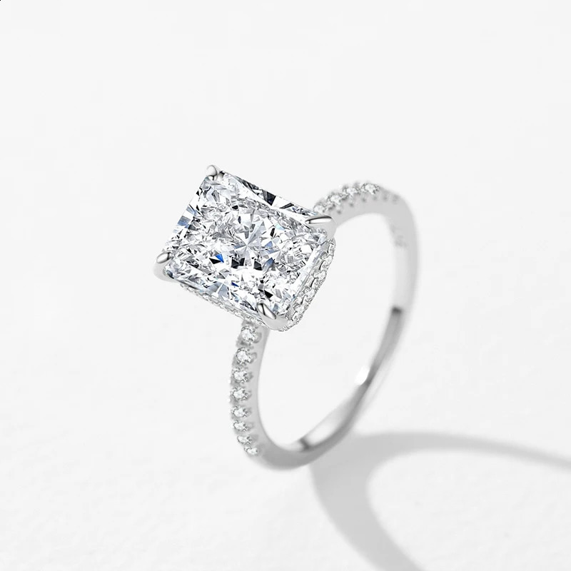 Ailmay 925 Sterling Silver 8A Crushed Iced Out Cut Zirconia Ring For Women Wedding Statement Platinum Plated Jewelry Gift 250807