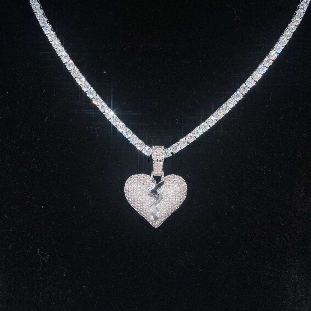 Special Sterling Silver Inlaid Moissanite chain Pendant Personality Heart Shape Hip Hop Trendy Brand Jewelry Accessories Can Be Worn With 5mm Necklace