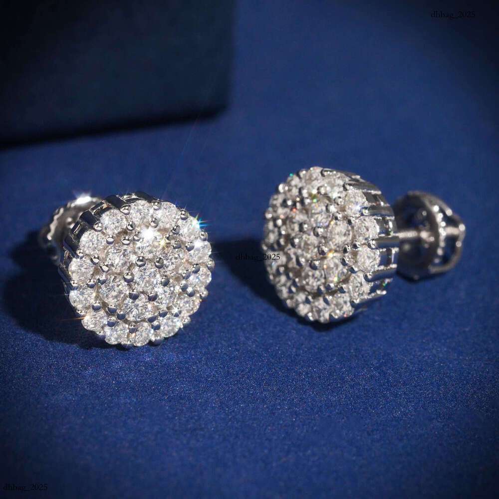 Premium Selection Flower 10.6mm Round Moissanite Stud Couple Style Personality Fashion Earrings Jewelry Now