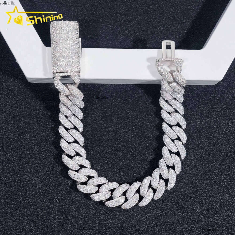 Hip Hop Jewelry 13MM Iced Out Sier Gold Plated VVS D Color Infinity Moissanie Cuban Link Chain Bracelet