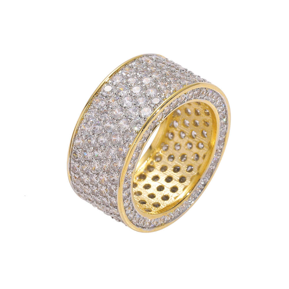 Five Row Men's Ring Micro Paved Zircon Simple Personality Hip Hop Accessory