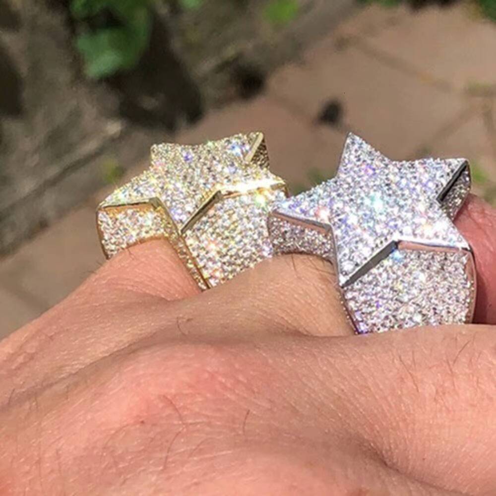 Hot Sale Star Rings Full With Moissanite Ring Gifts Couple Wedding FingerJewelry Iced Out Rings Men