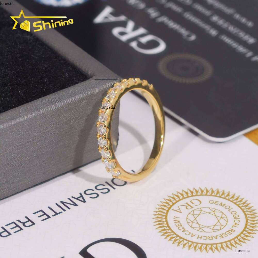 Pass Tester Gold Plated Semi-Eternity 2.2mm Wedding Silver Engagement Gold-Containing Stone Ring