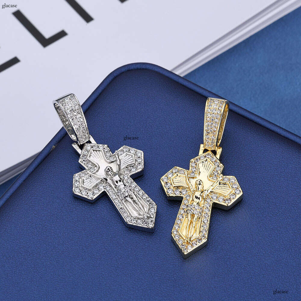 Hip Hop Cross Pendant Jewelry Moissanite chain Men's Necklace
