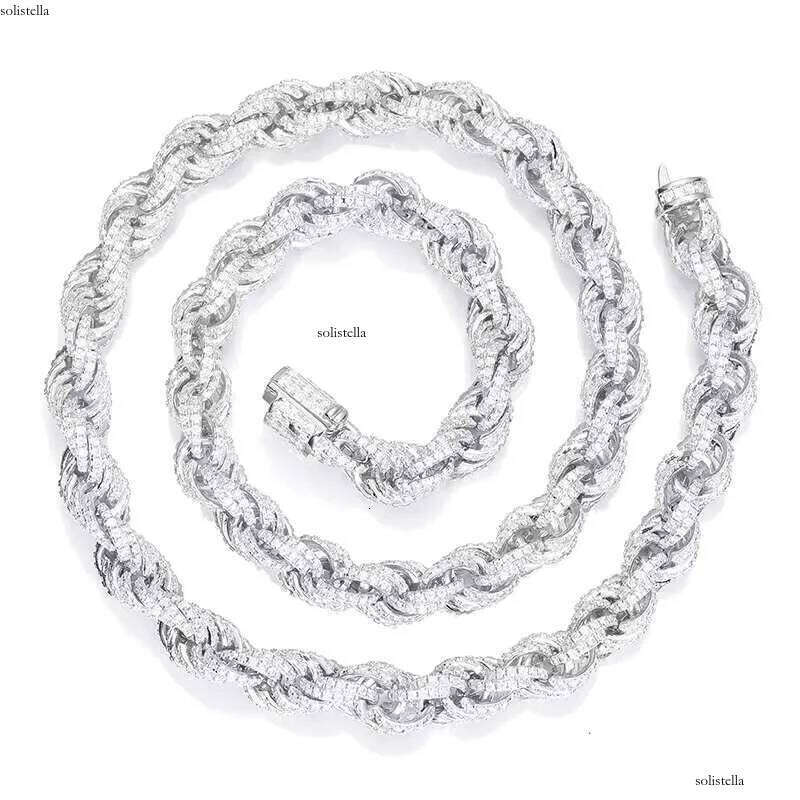 High Quality S Sier 8mm Hip Hop Cuban Necklace Link Iced Out Tennis VVS D Color Moissanite Rope Chain