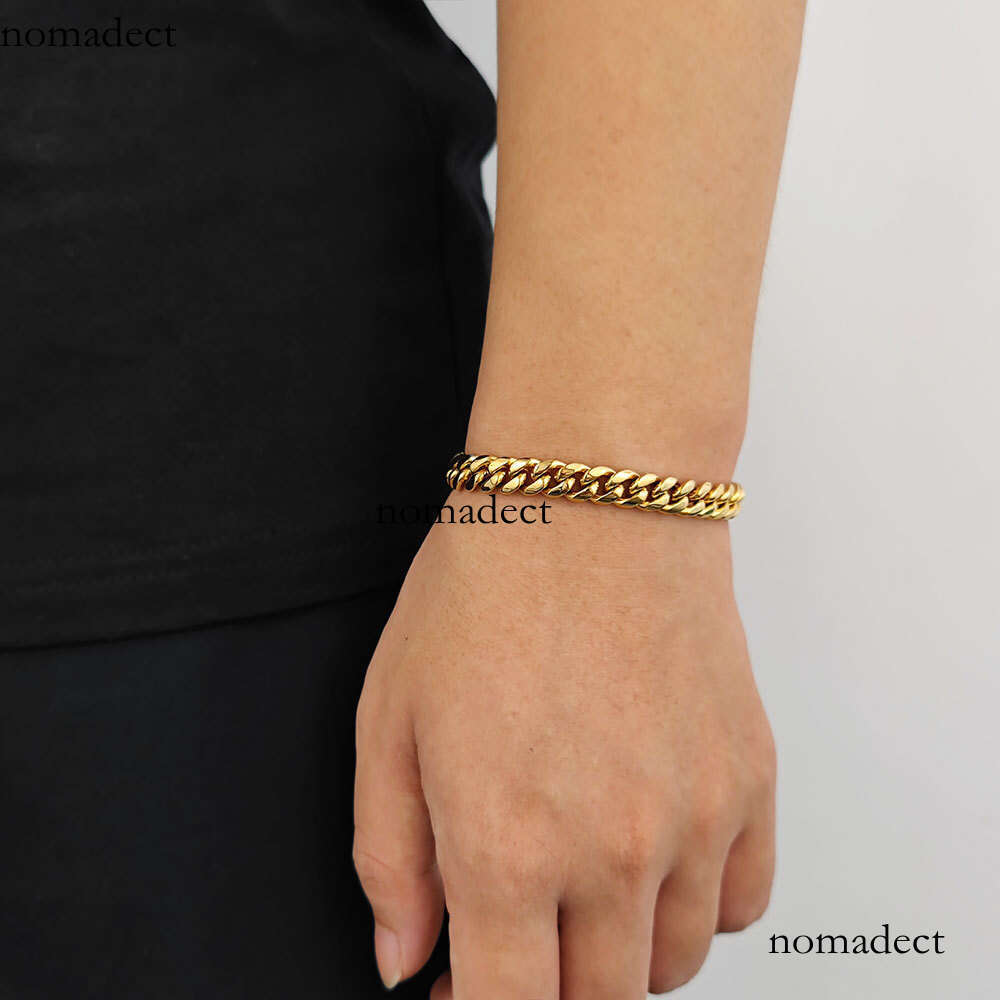 Hip Hop Jewelry Stainless Cuban Double-Sided Dia Buckle Zircon Titanium Steel Men's Bracelet