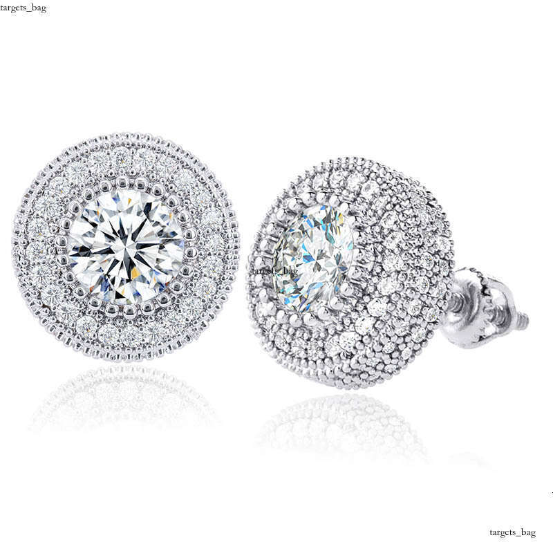 Sterling Sier Round Full Zircon Hip-Hop Personality Unisex Trendy Earrings