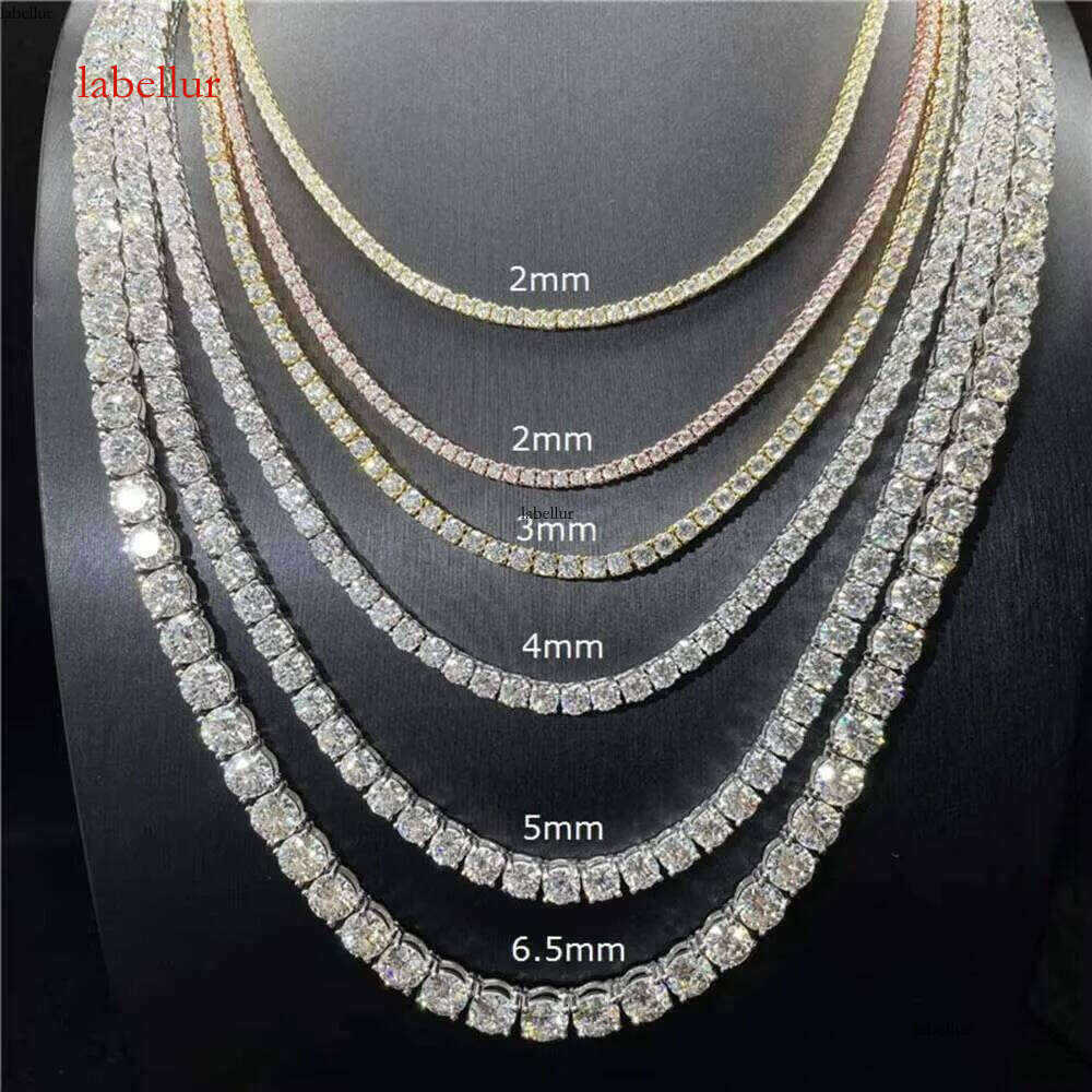 Hiphop Jewelry Ice Out Sterling Sier 2Mm 3Mm 4Mm 5Mm 6.5Mm Silicon Stone Tennis Chain