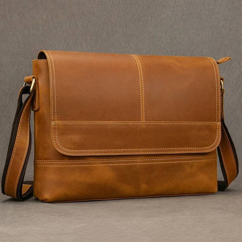 High Quality Genuine Leather Shoulder Daily Work Messenger Cowskin Crossbody Casual Men's Bags A4 Sling Bag