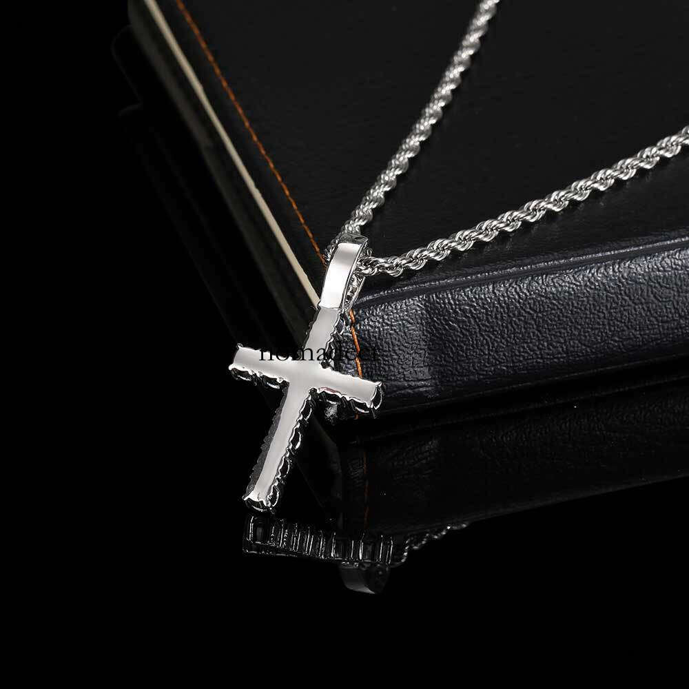 Hip-Hop Jewelry Full Moissanite chain Solid Small Cross Pendant Trendy Personality Necklace