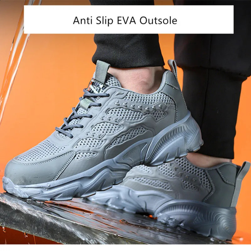 summer safety sneakers white safety work shoes for men work breathable shoes comfortable woman safety shoes plastic toe cap boot 250805