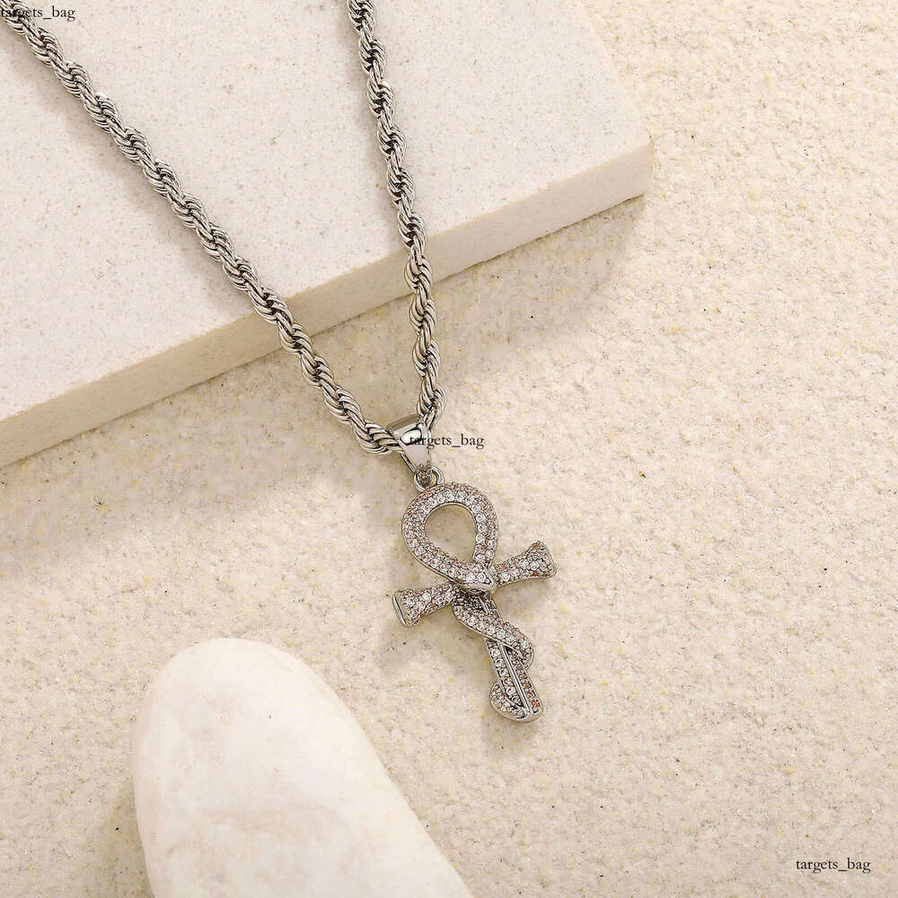 Zodiac Year Gold-Plated Snake Pendant Necklace for Men, Niche Clavicle Chain, Layered Cross with Dia Inlaid Snake, Unique Trendy Style