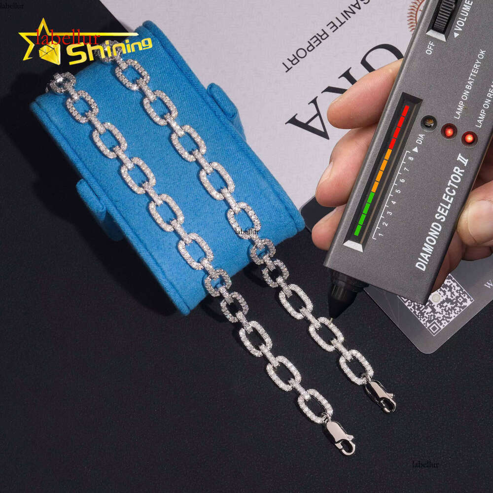 Iced Out Links VVS Moissanite Pass Dia Tester Gold Plated Sterling Sier Trendy Hip Hop 7mm Cuban Link Bracelet