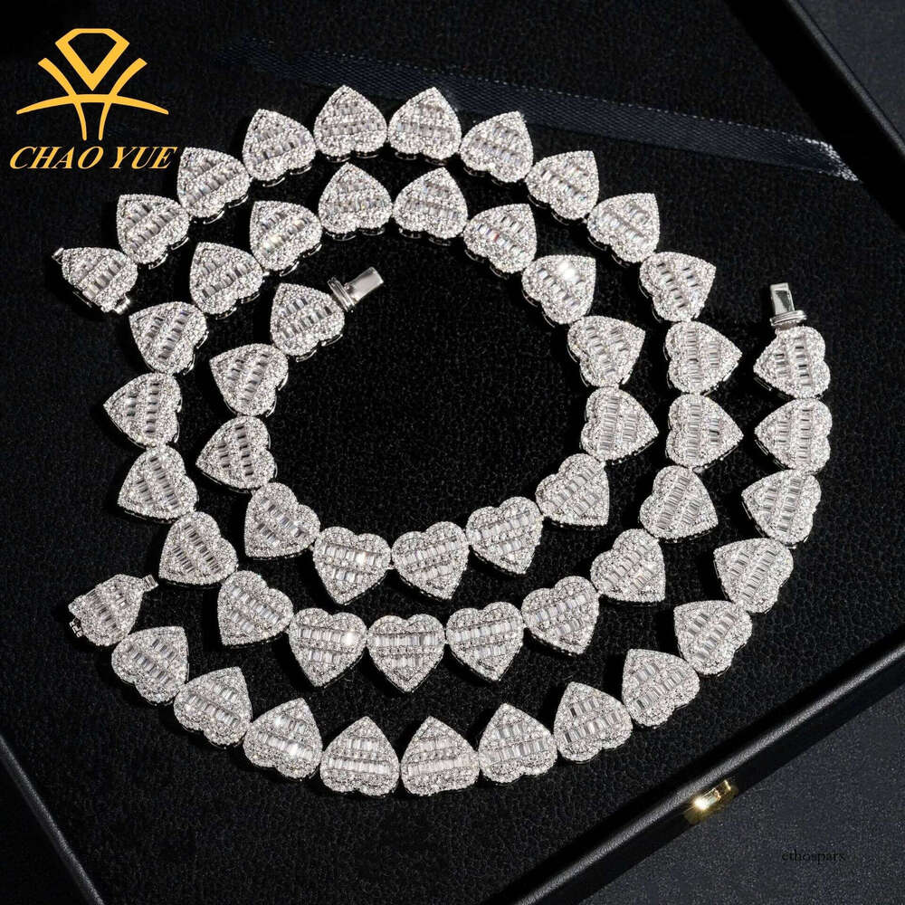 Fashion 13mm heart-shaped necklace sier vvs moissanite hot selling mens and womens jewelry straight