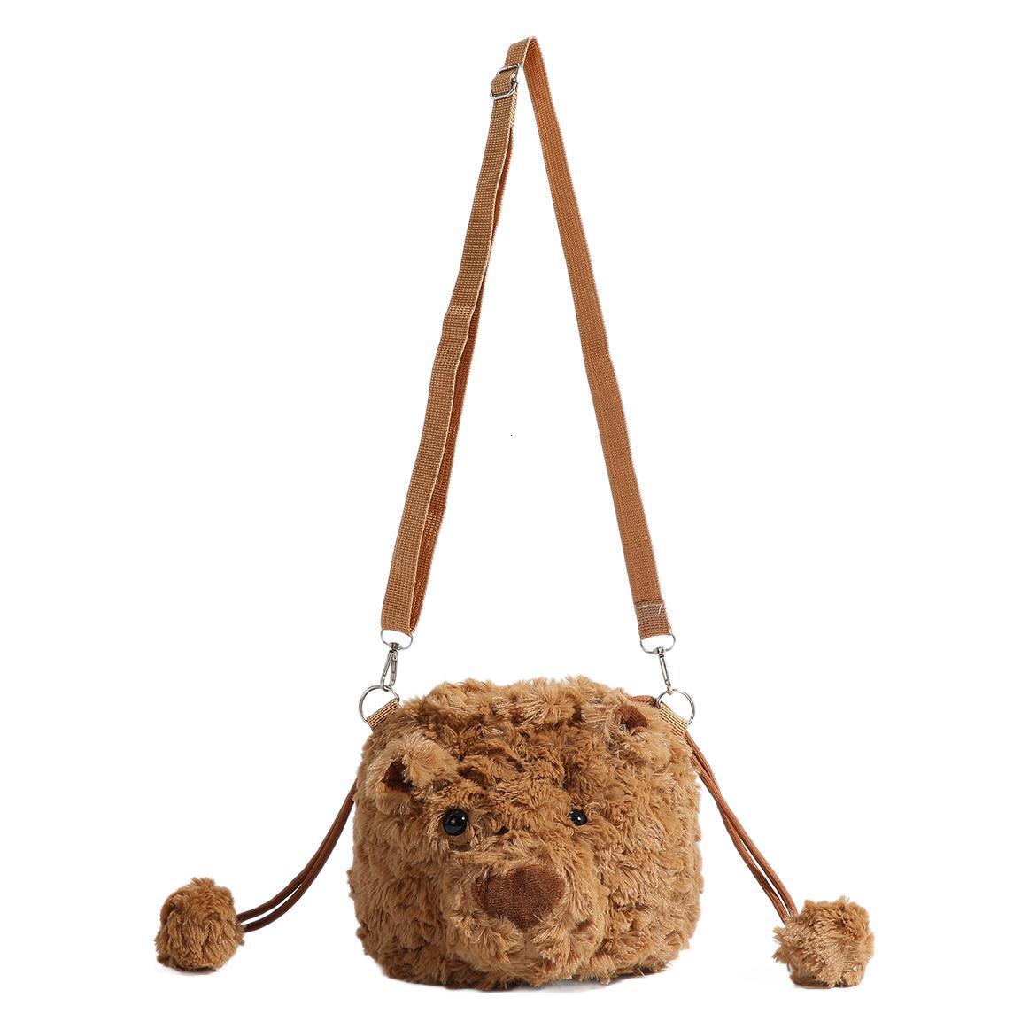 Cute Plush Single Shoulder for Women Barcelona Bear Head Crossbody Bag ddmymoon