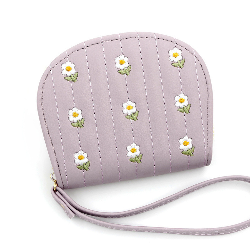 Luxury Bag Short Floral Embroidery Shell-shaped Large Capacity Handheld Organ Girl Card Holder