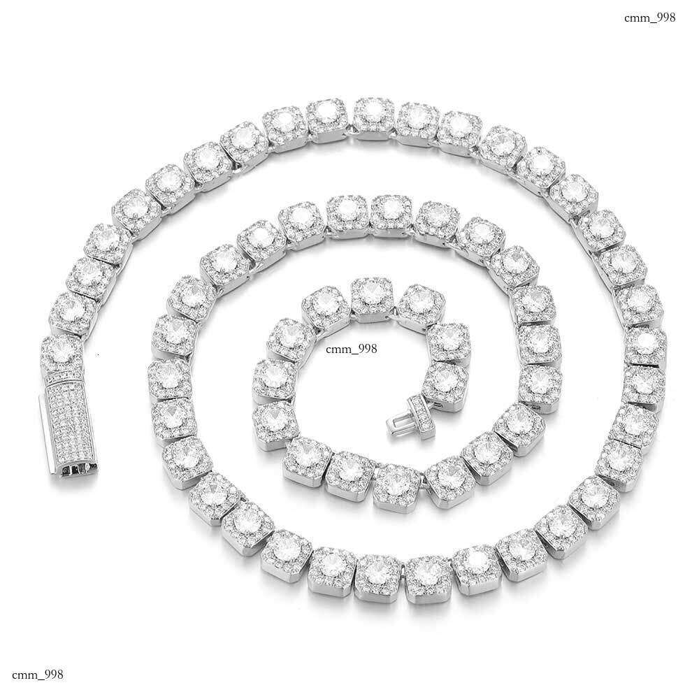Hip Hop 7mm Flip Clasp Moissanite chain Rock Candy Chain Men's Necklace Jewelry High-end Niche
