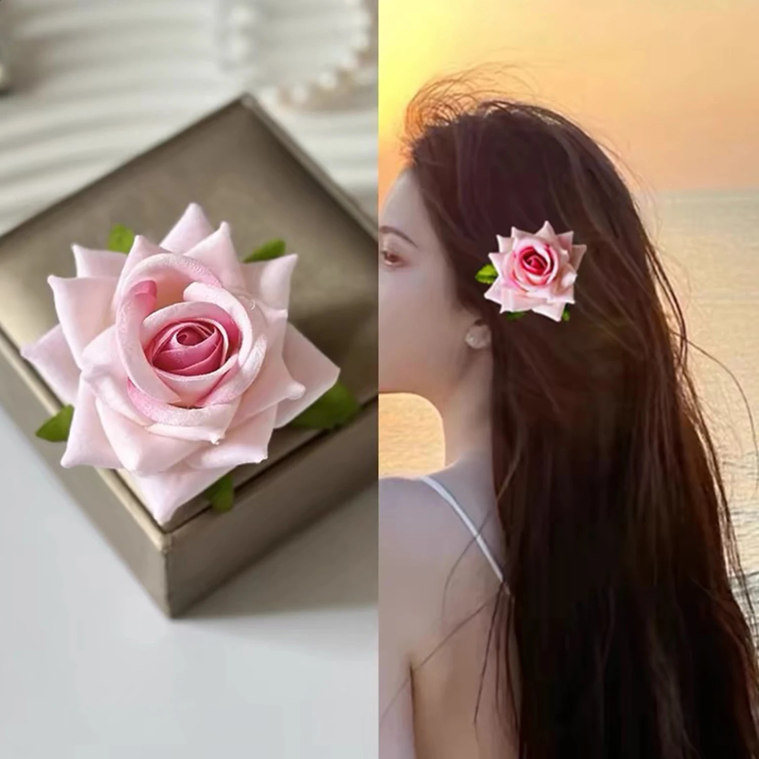 Simulated Flower Magnolia Hair Clip for Women Spring Summer Trendy Korean Sweet Floral Hairpin Headdress Wholesale 250807