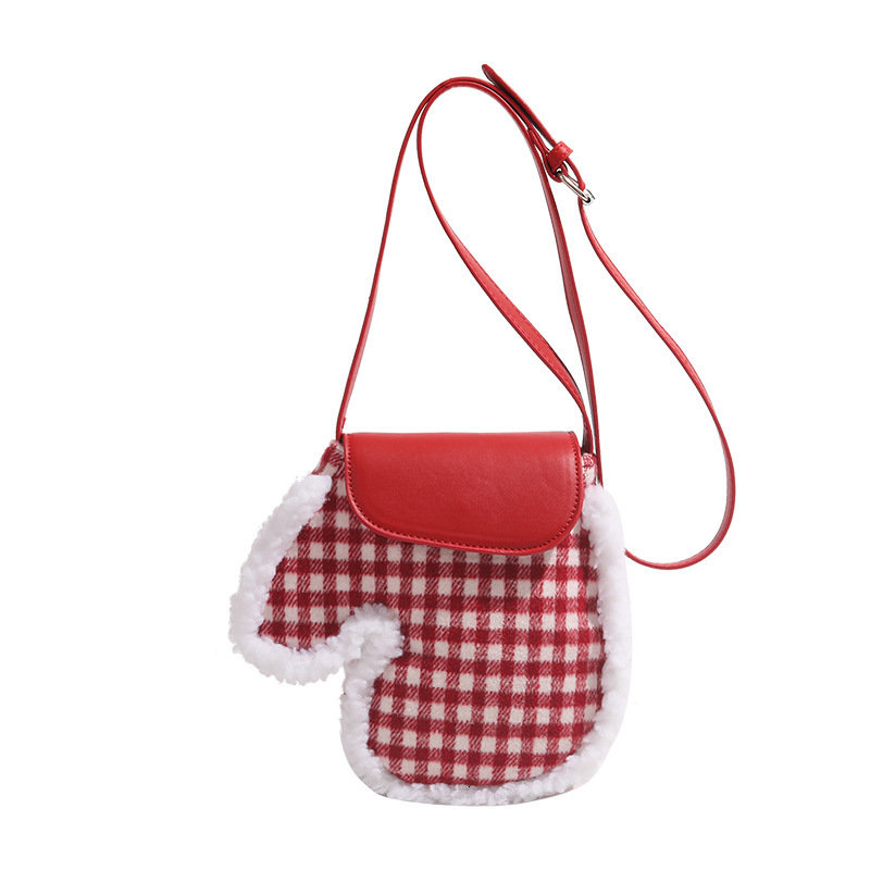 2025 New Red and White Checkered Fashion Handbag Niche Commuter Shoulder Crossbody Bag ddmymoon