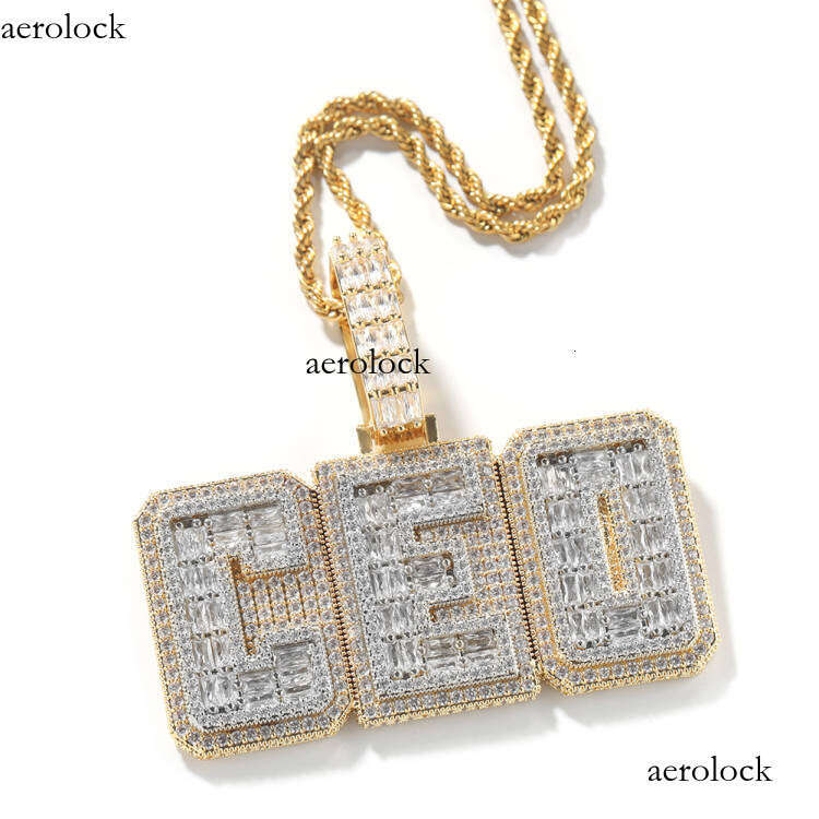 Hip-Hop Rhinestone Sterling Silver Material GUU Letter Pendant Ins Niche Personality Necklace Men's Jewelry