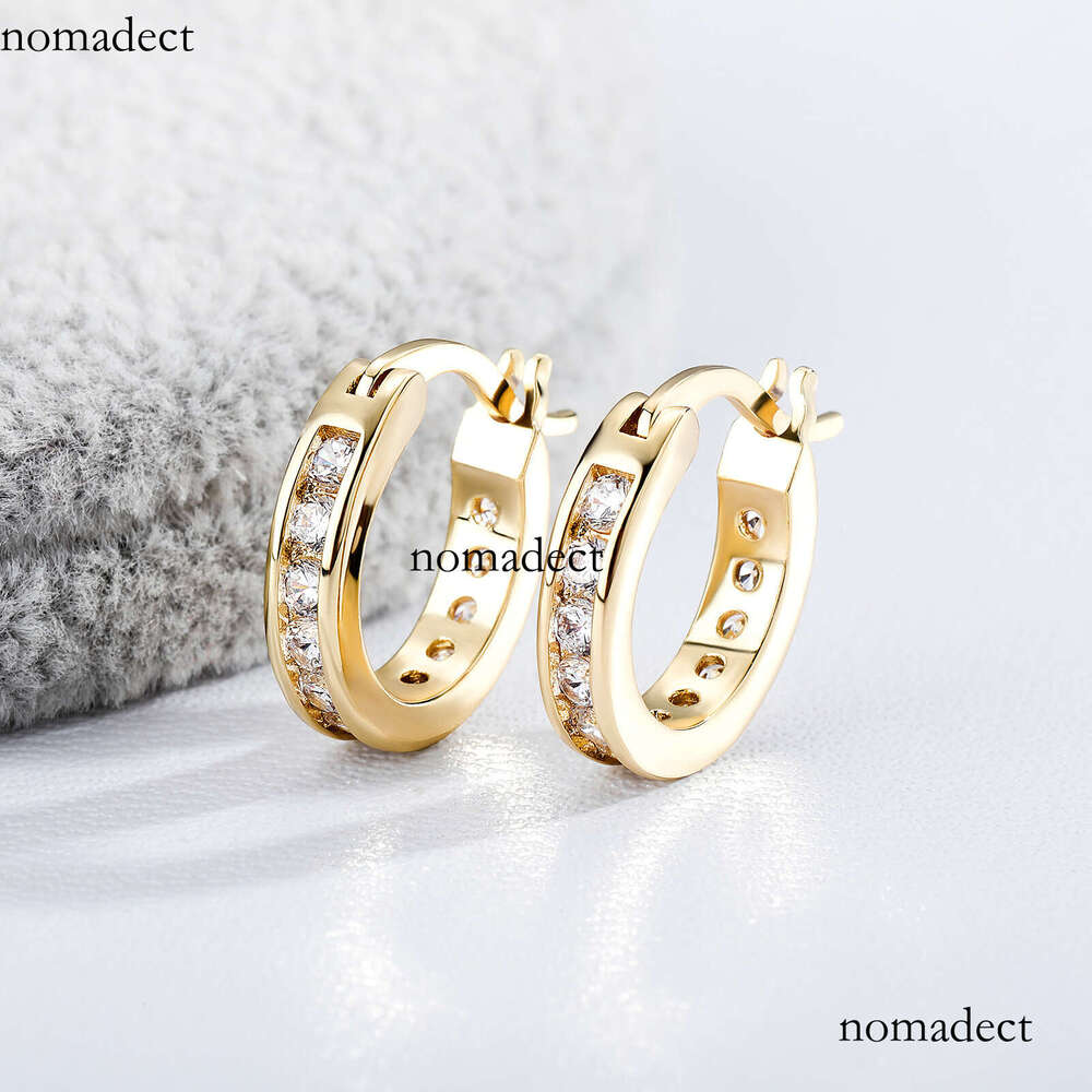 INS Trendy Hoop Unisex Hip-Hop Studs Personality Simple Dia-Studded Earrings