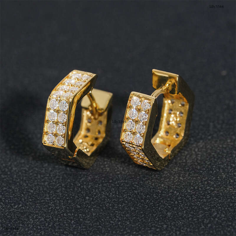 New Moissanite Sier Gold Plated Light Fashion Men's and Women's Earrings