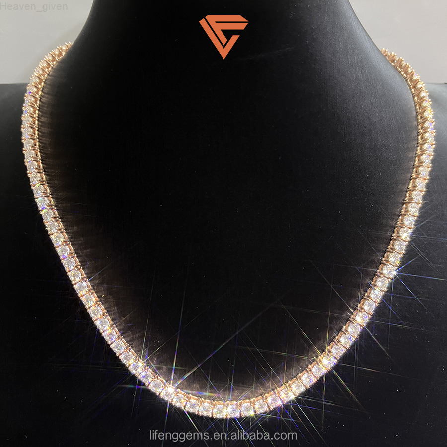 Ready to Ship 925 Sterling Silver Hip Hop Chain for Men Gold Plated VVS Moissanite Tennis Link Chain for Gift
