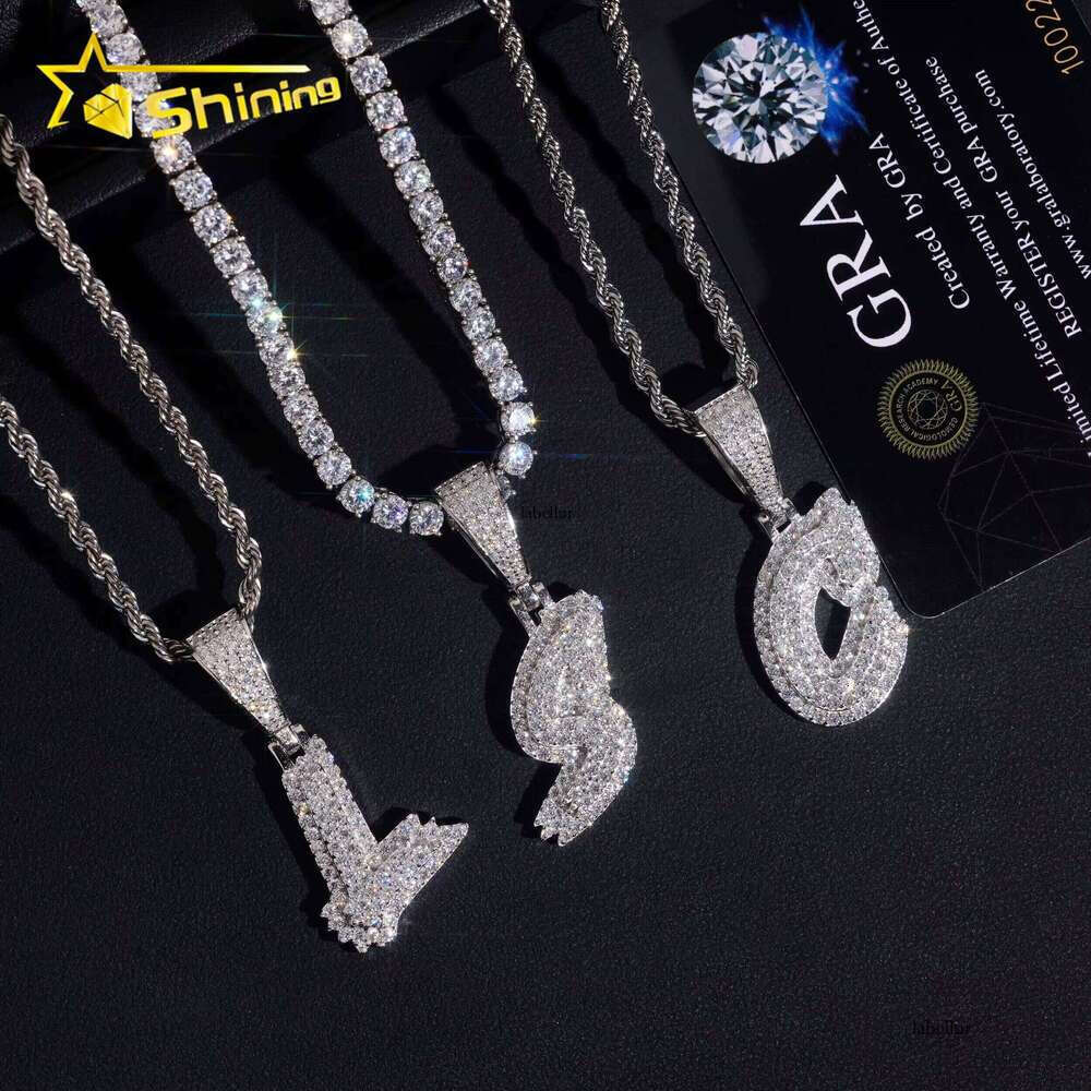 Fine Cheap Gift Set Single Custom Pendants VVS Moissanite Iced Out Letter Initial Name Jewelry Pendant Necklace