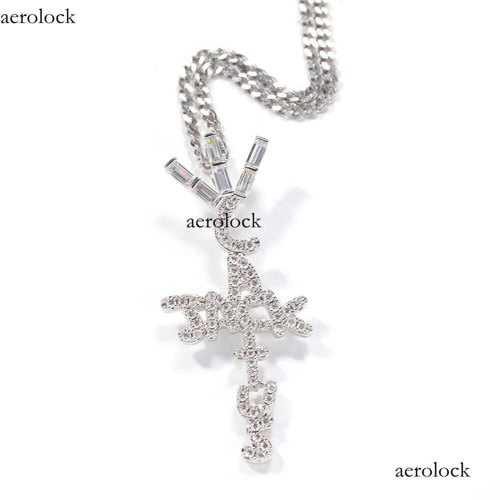 Hip-Hop Trendy Brand Inlaid Dia Cactus Jack Letter Pendant Necklace Accessory