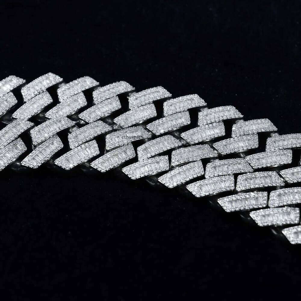 22mm Moissanite Sterg Sier Hip Hop Iced Out Custom Men Necklace Cuban k Chain Gold Plated Jewelry