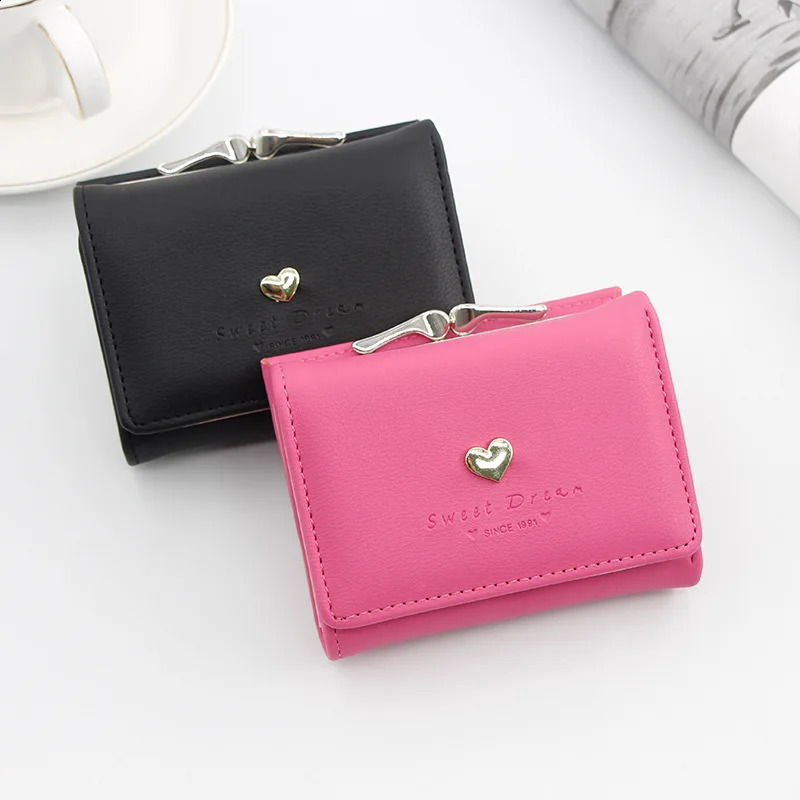 Small Women Wallet loving heart Short Womens Wallet Card Holder Mini Woman Fashion Lady Coin Purse for Female Clutch Bag 250809
