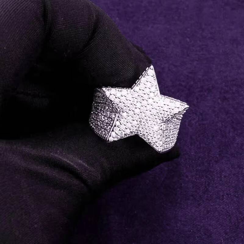 2024 Hip Hop Fine Jewelry Passd Diamond Tester 925 Sterling Silver Iced Out VVS Moissanite Cluster Star Ring for Men Women