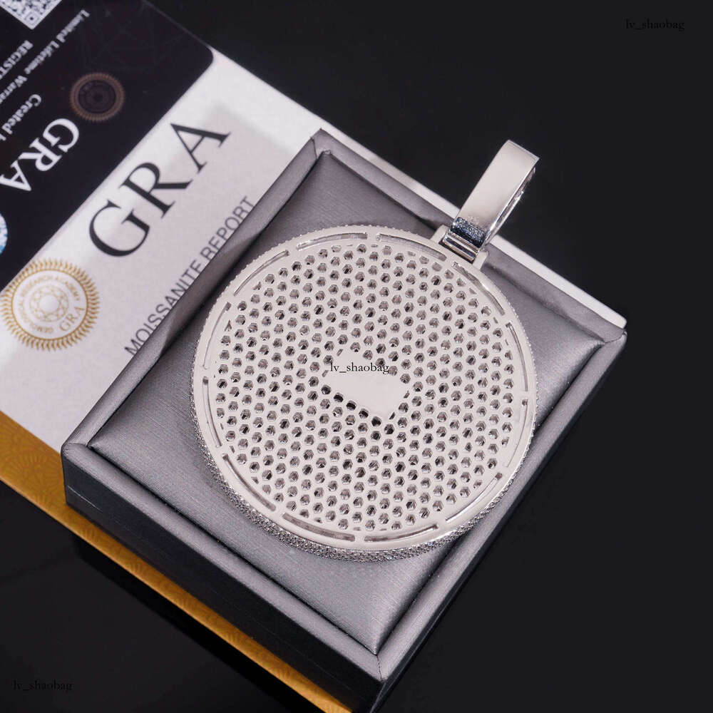 INS Round Disc Full Dia Hip Hop Pendant Necklace Men's Trendy Jewelry