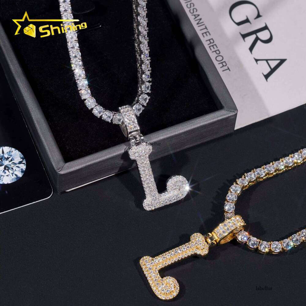Worldwide Shipping Fashion Sterling Sier VVS Moissanite Letter Men Hip Hop Jewelry Pendant Necklace