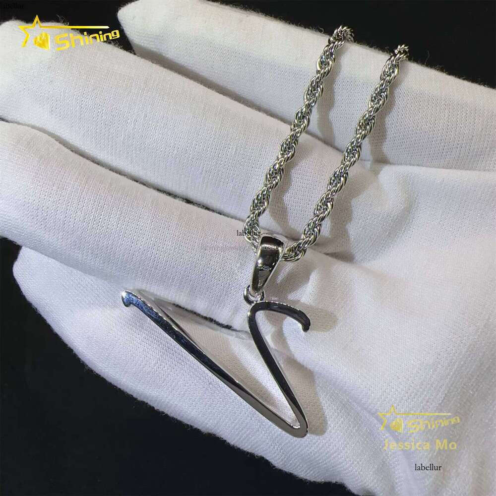 Fashion Unisex Elegant Jewelry GRA Certified Sterling Sier FL Moissanite DIa Initial Curve Letter Pendants