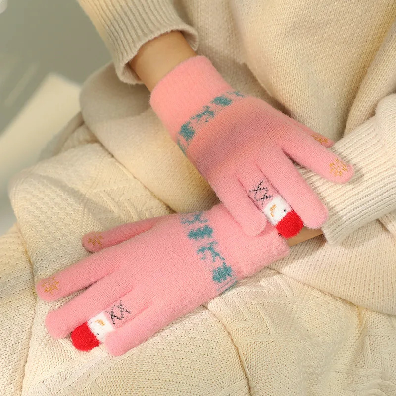 Thermal Gloves for Women Christmas Snowman Knit Gloves Cycling Winter Gloves Waterproof Cold Resistance Windproof For 250807