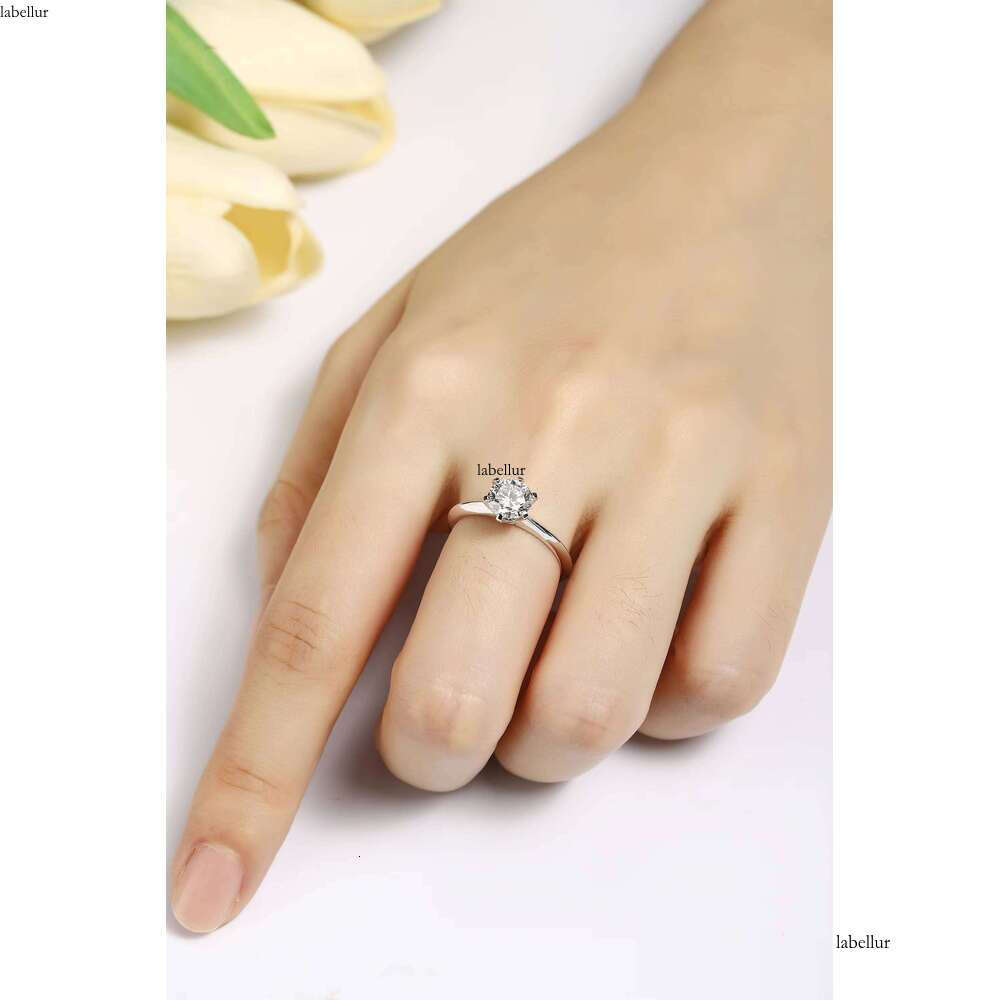 Platinum Synthetic Lab Dia Wedding Jewelry Round Cut Classic 0.5ct Engagement Rings for Women