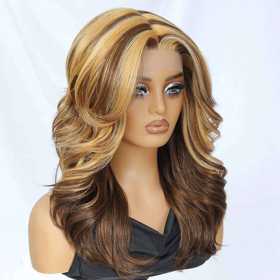 Layered With Bangs Women 18 Inch Red Synthetic Front For Daily Use 13x5 T- Part Lace Wig Ombre Brown Afro Wigs