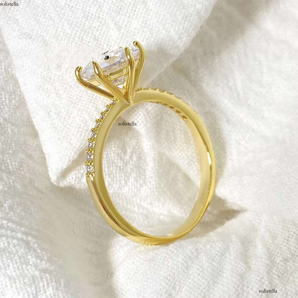 Hot Sale Valentine's Day Six-Claw Moissanite Ring S Gold Inlaid High Quality Classic Jewelry