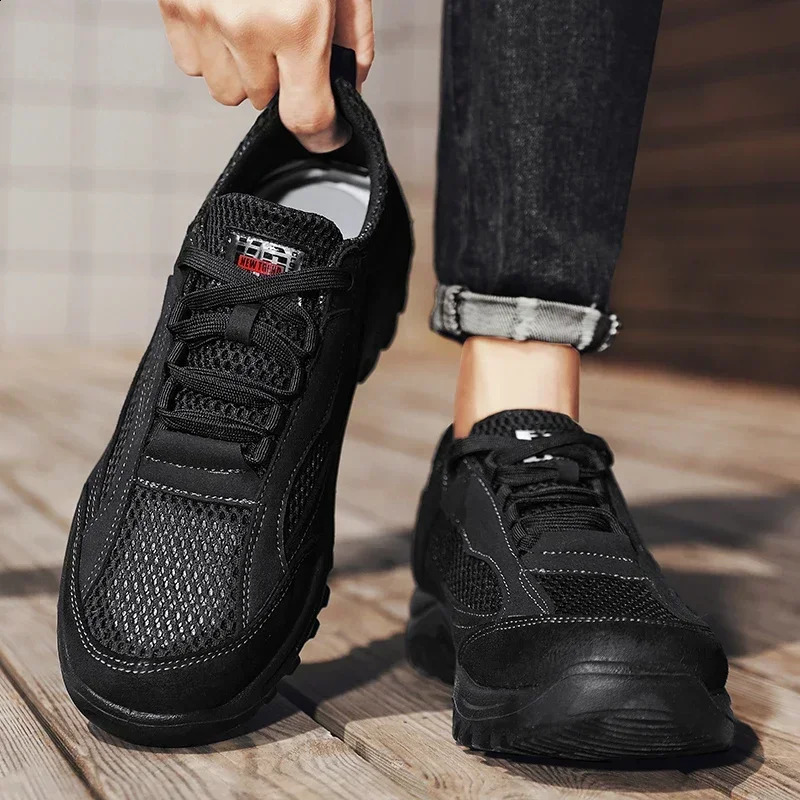 Men Hiking Shoes Summer Breathable Male Sneakers Anti-slip Breathable Walking Shoes Lace Up Soft Casual Lightweight Shoes 250805