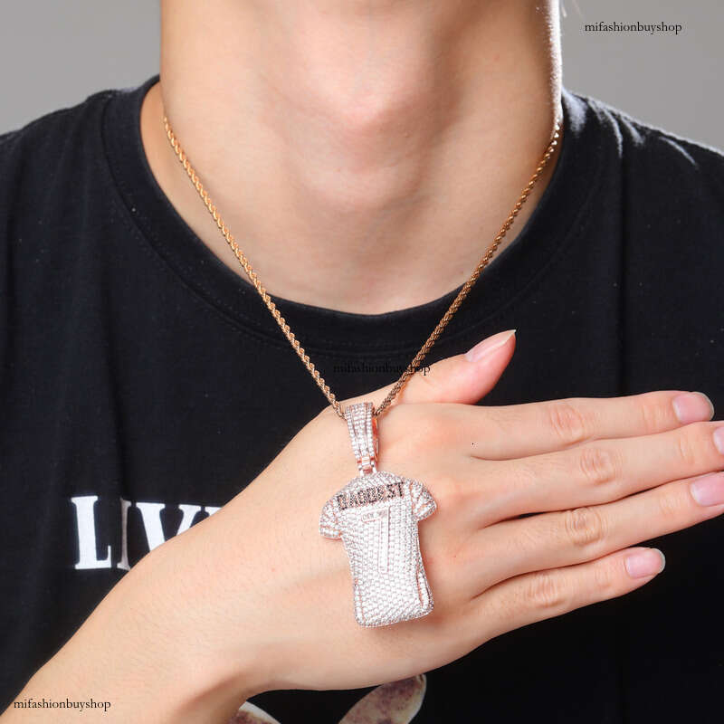 Hot Selling Hip-Hop Personality Trend Full Moissanite chain 7 Number Jersey Pendant 3D Men's Necklace