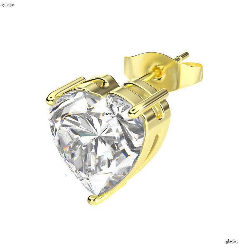 0.1 - 1 ct Sier Inlaid Moissanite Heart Stud Earrings Hip Hop Jewelry
