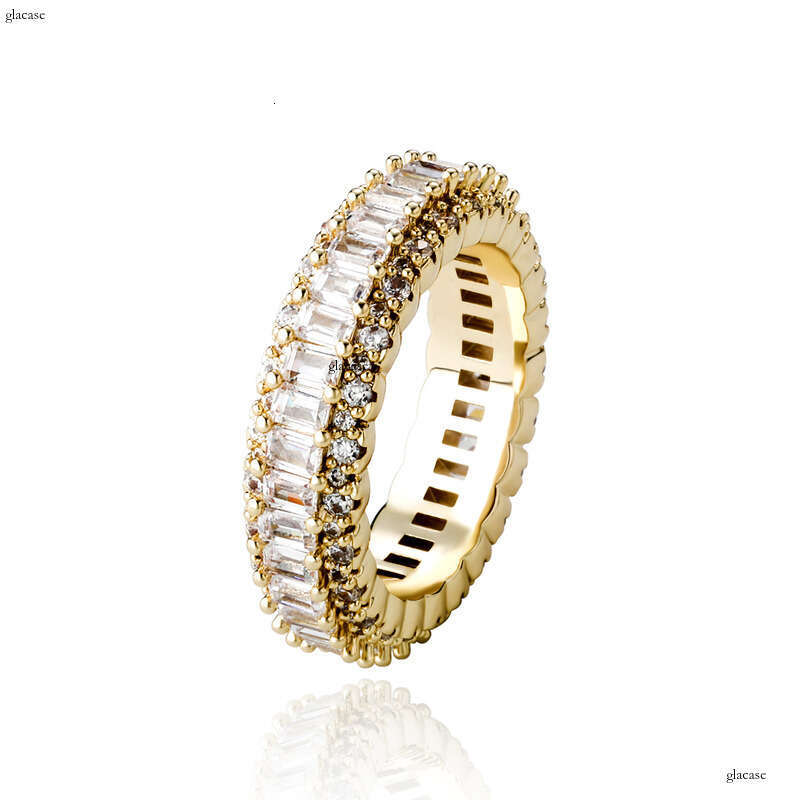 Full Zircon Unisex Personality Light Luxury Ring Hip-Hop Jewelry