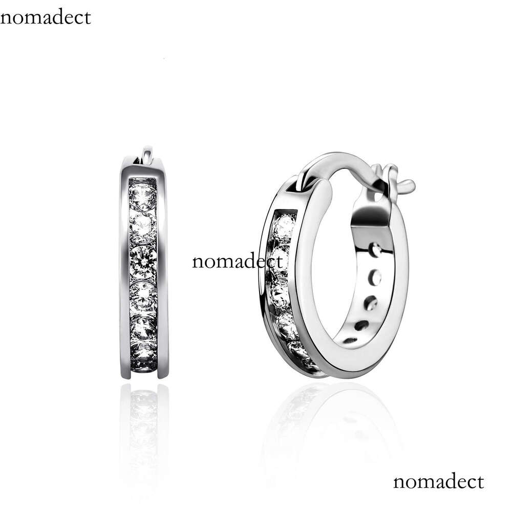 INS Trendy Hoop Unisex Hip-Hop Studs Personality Simple Dia-Studded Earrings