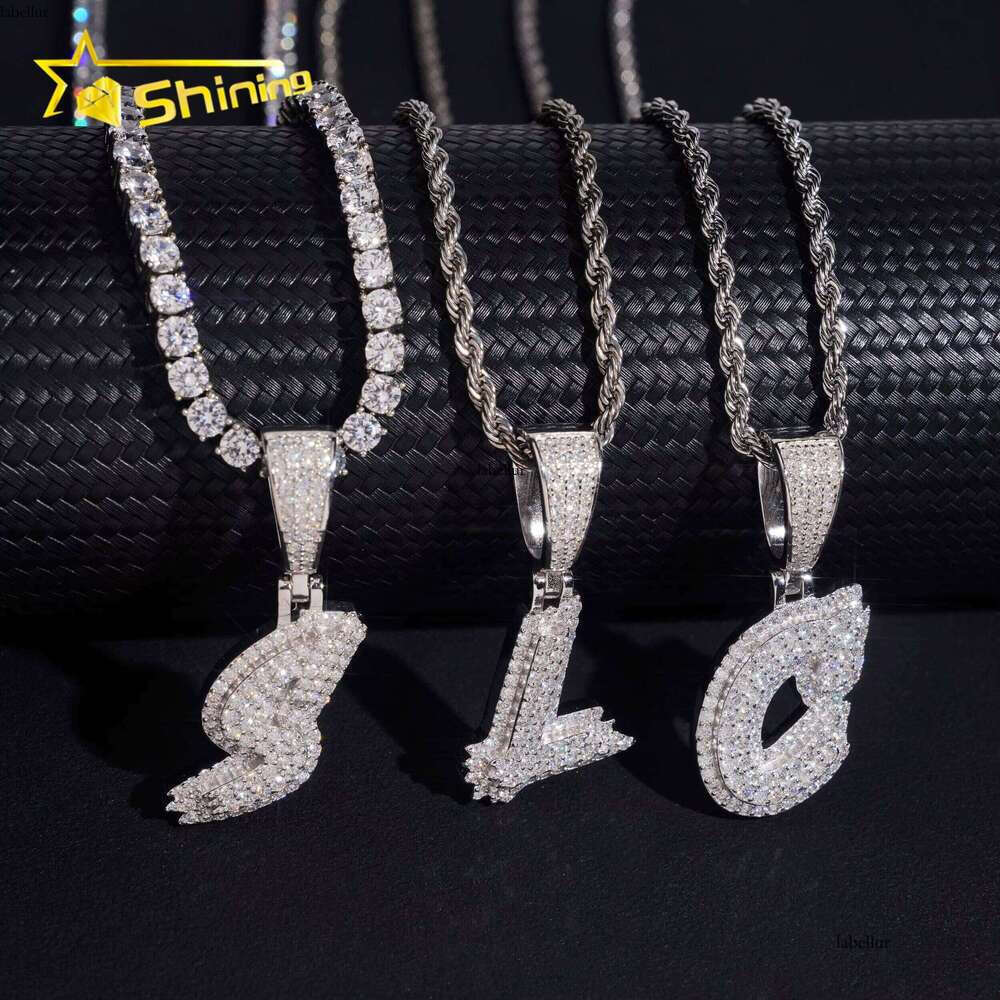 Fine Cheap Gift Set Single Custom Pendants VVS Moissanite Iced Out Letter Initial Name Jewelry Pendant Necklace