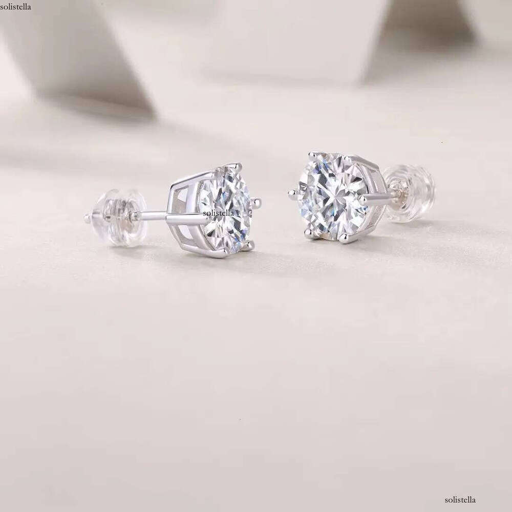 2CT 3CT Gold Plated Sterling Sier Vvs Moissanite Stud Earrings With Gra Certificate