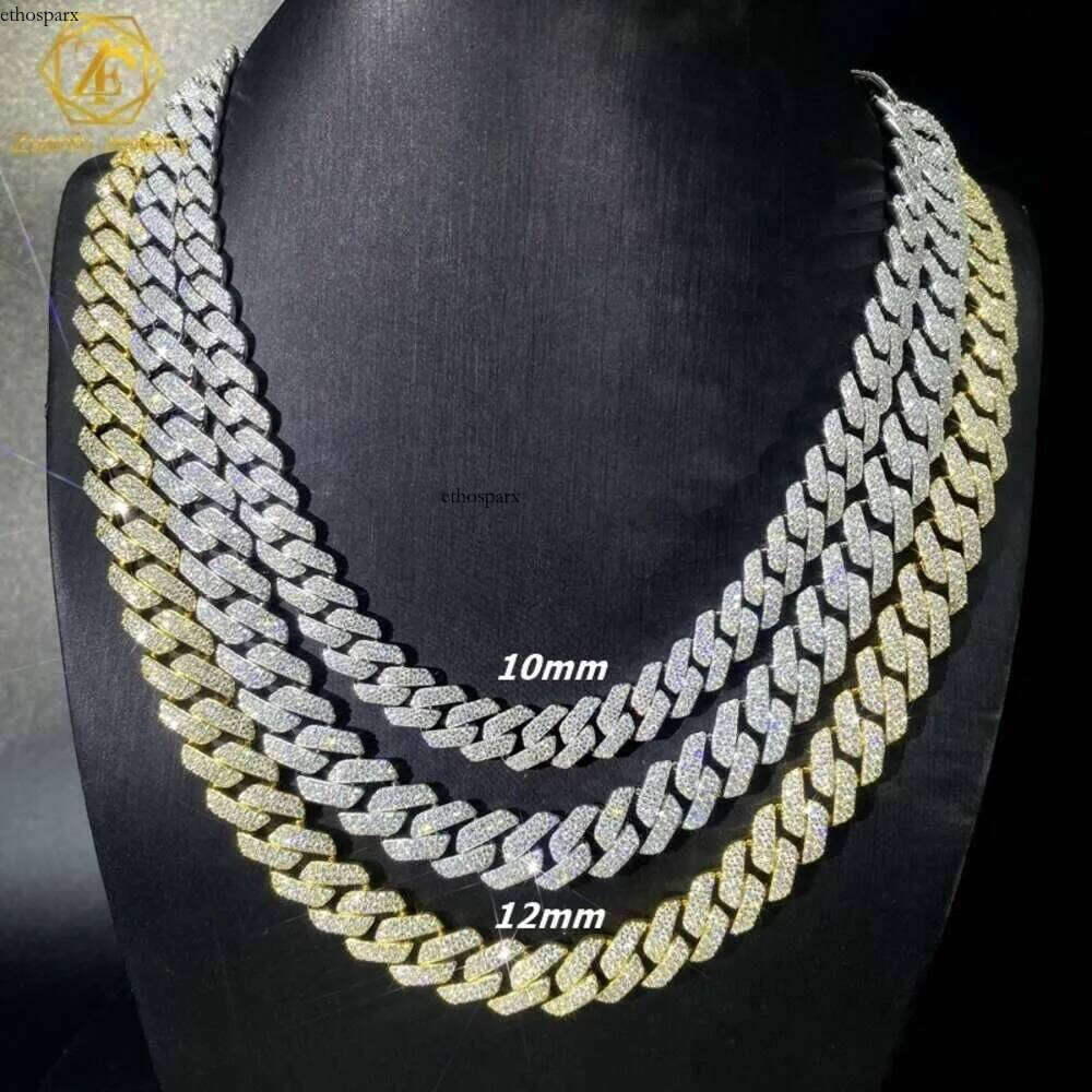 Fine Jewelry Hip Hop Sterg Sier Vvs Moissanite Dia Iced Out Miami Big 16mm 20mm Cuban k Chain Necklace for Men