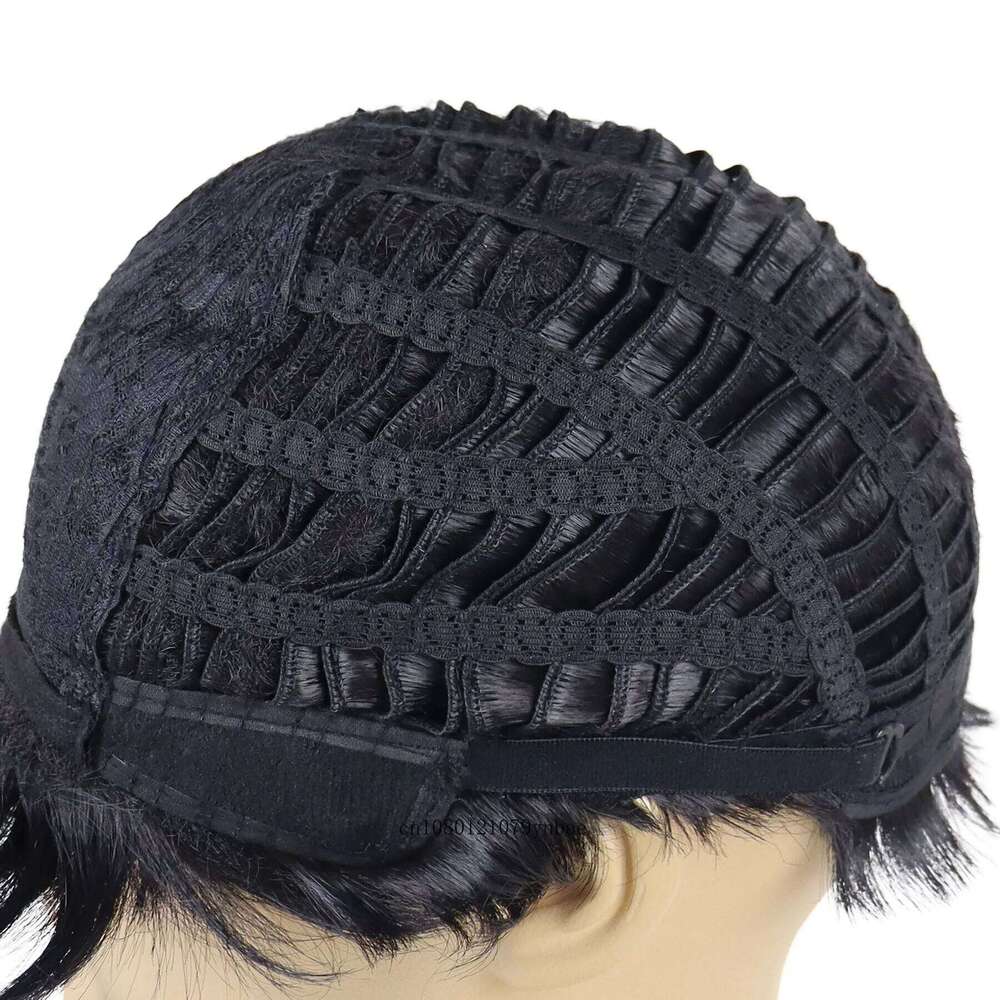 Synthetic Hair Wigs for Men Male Guys Short Natural Black Wig with Bangs High Temperature Fiber Daily Party Costume Casual Use